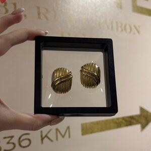 8 Other Reasons Gold Ribbed Twist Clip-On Earrings